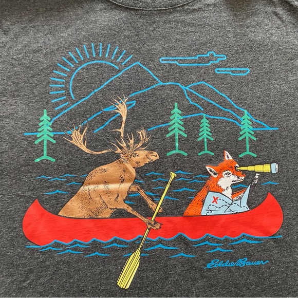 Eddie Bauer kids, 14/16 T-shirt, Fox and Moose Rowing - Picture 1 of 2